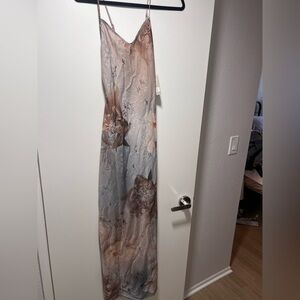 All Saints Floral Slip Dress - Gray and Brown